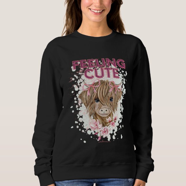 CAMISETA COW  FOR WOMEN GIRLS HIGHLAND COW FEELING CUTE BOH (Frente)