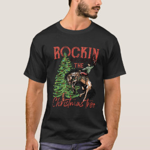 Camiseta Cow Horsing Rocking Em Torno Da Árvore Ocidental