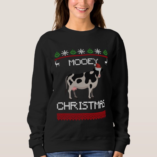 Camiseta Cow  Mooey Christmas  Cow With Santa Hat (Frente)