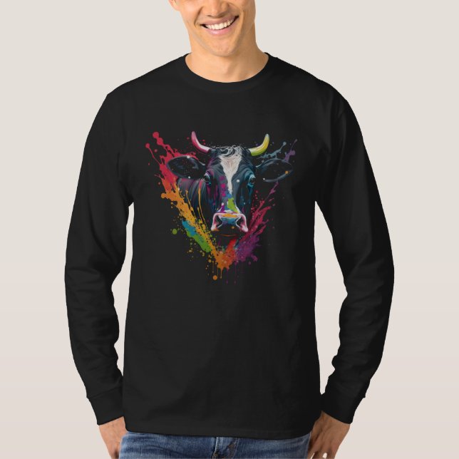 Camiseta Cow Splash Cattle Retro Cattle Farmer Cowshed Catt (Frente)