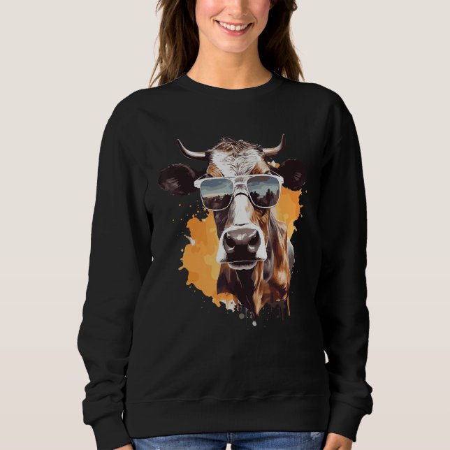 Camiseta Cow With Sunglasses Farmer 1 (Frente)