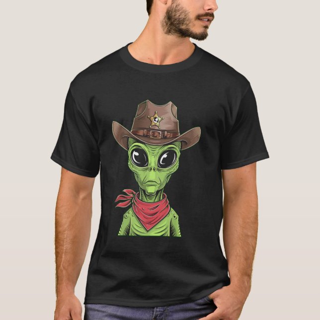 Camiseta Cowboy Alien Estilo de Xerife Extraterrestre (Frente)