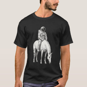 Camiseta Cowboy Astronaut Cavalgando Cavalo Arte Surrealist