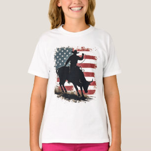 Camiseta Cowboy Bull Rider Patriota Americana Bandeira Cowb