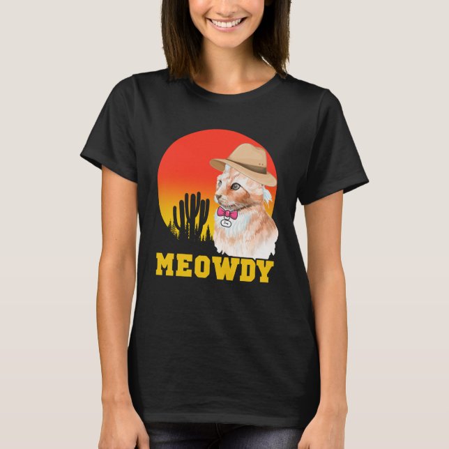 Camiseta Cowboy Cat Engraçado Meowdy (Frente)