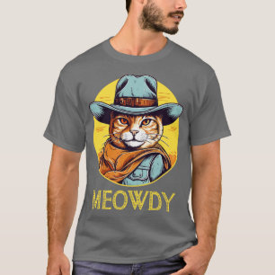 Camiseta Cowboy Cowboy Engraçado Meow Howdy Meowdy 17