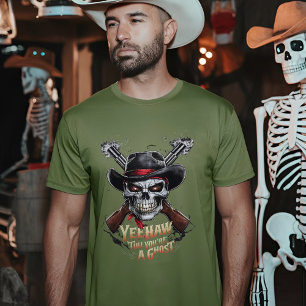 Camiseta Cowboy do crânio - Oeste selvagem assustado