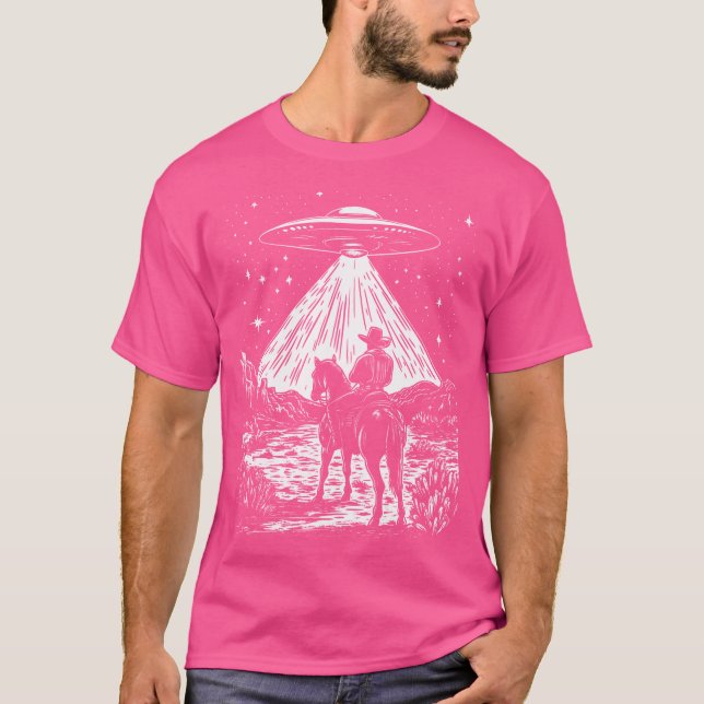 Camiseta Cowboy Engraçado Ufo Alienígena Cowgirl País Sul R (Frente)