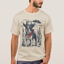 Camiseta cowboy french buldog vintage alienígena oeste