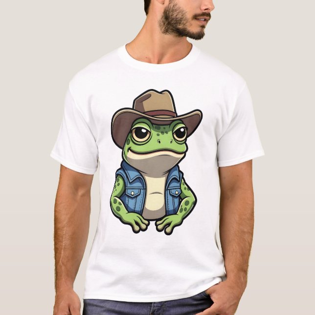 Camiseta Cowboy Frog in Denim Vest (Frente)
