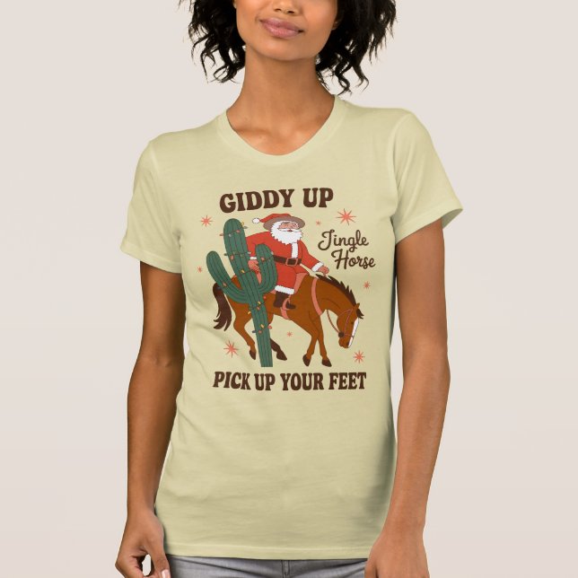 Camiseta Cowboy Giddy Up Jingle Horse Pegar Seus Pés (Frente)