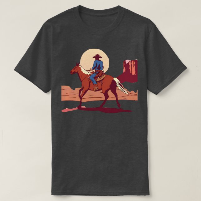 Camiseta Cowboy indo para o deserto sunset sudoeste (Frente do Design)