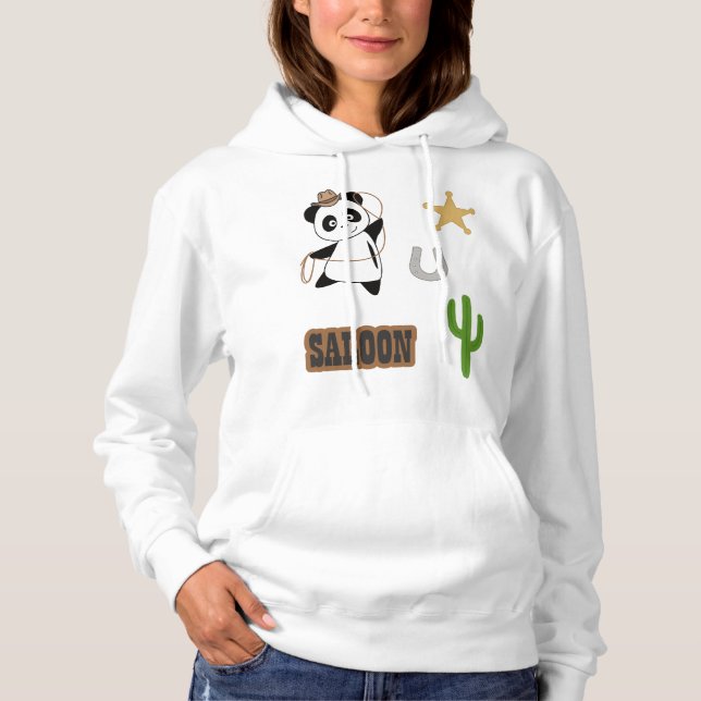 Camiseta Cowboy Panda Bear Saloon Oeste (Frente)