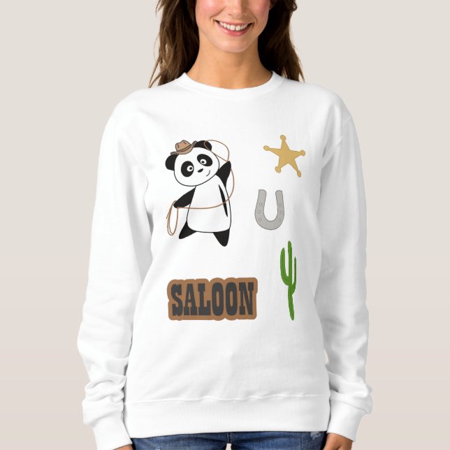 Camiseta Cowboy Panda Bear Saloon Oeste (Frente)