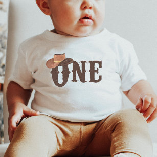 Camiseta Cowboy Que Pensava Um Bebê primeiro aniversario