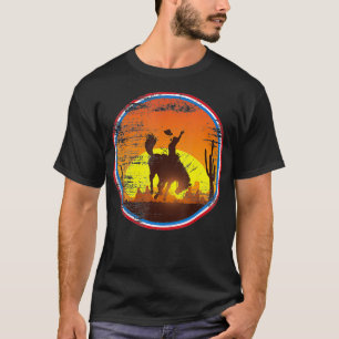 Camiseta Cowboy Rodeo Horse País Ocidental Vintage Bronco