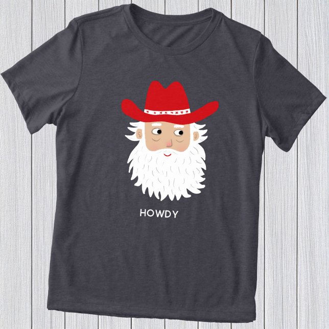 Camiseta Cowboy Santa Claus Custom Text Christmas (Fun Cowboy Santa Claus Western Christmas custom text personalized t-shirt)