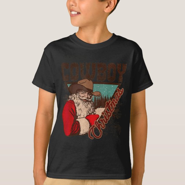 Camiseta Cowboy Santa Claus Merry Christmas Western Country (Frente)