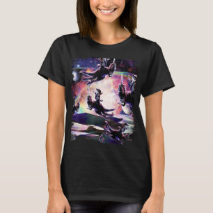 Camiseta Cowboy Space Cat Riding Dinosaur T-Rex, Cats Dinos