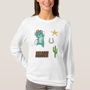Camiseta Cowboy Turquoise Cute Bear Saloon Oeste