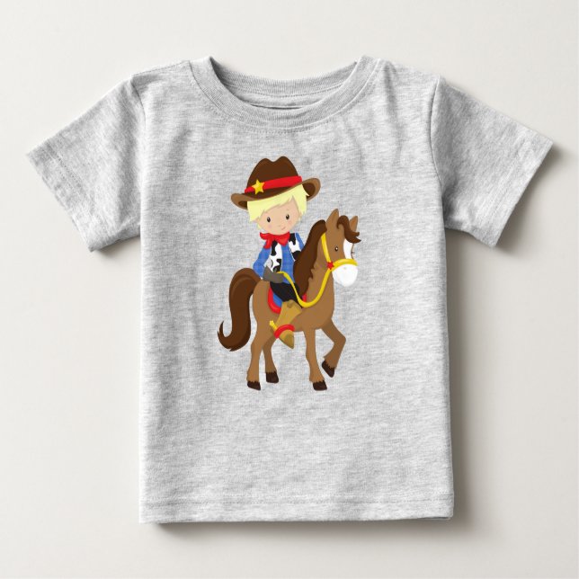 Camiseta Cowboy, Xerife, Cavalo, Faroeste, Cabelo Loiro (Frente)