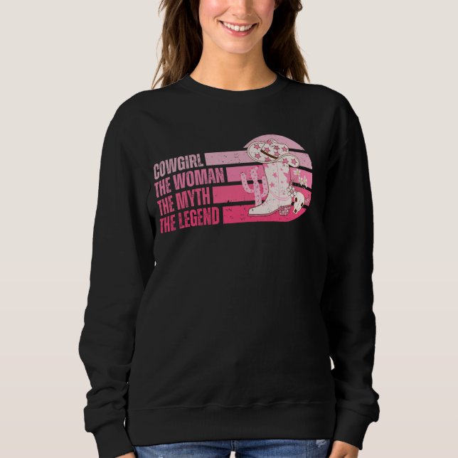 Camiseta Cowgirl A Mulher O Mito A Lenda O Coun Ocidental (Frente)