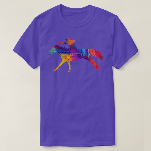 Camiseta Cowgirl Andando em Cavalo Corrente com o Rainbow B (Frente do Design)