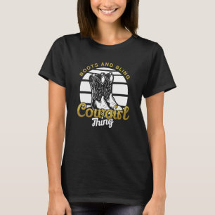 Camiseta Cowgirl Boots Bling Flower Flower Love Country