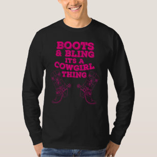 Camiseta Cowgirl Boots Bling Women Cachorro Amor País Vida