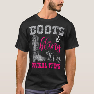 Camiseta Cowgirl Boots Bling Women Cachorro Amor País Vida