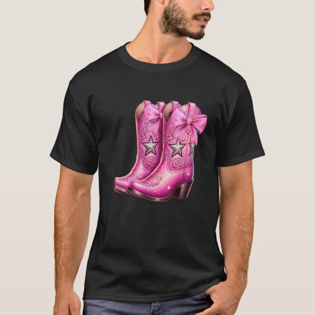 Camiseta CowGirl Boots Pink Baby Arco Preppy y2k Coquette (Frente)