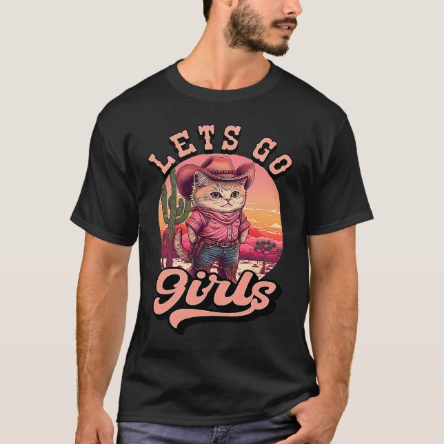Camiseta Cowgirl Cat Vamos Go Girls Howdy Western Cowgirl (Frente)