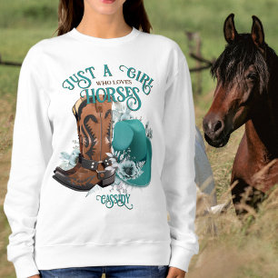 Camiseta Cowgirl cita botas de cowboy de turquesa