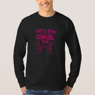 Camiseta Cowgirl Engraçada Boots Bling Women Cute Love Coun