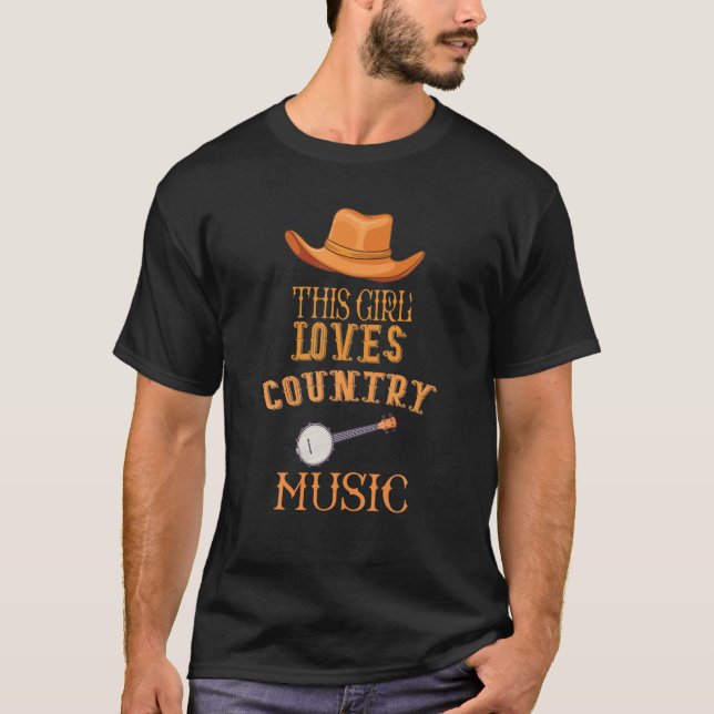 Camiseta Cowgirl Engraçada Que A Música Ama Esta Menina Ado (Frente)