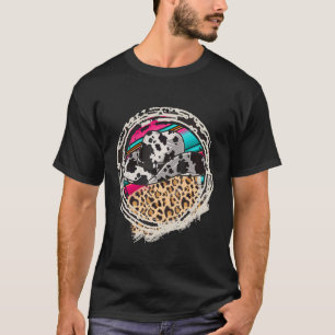 Camiseta COWGIRL Padrão de Vaca Estampa de Leopardo Serape
