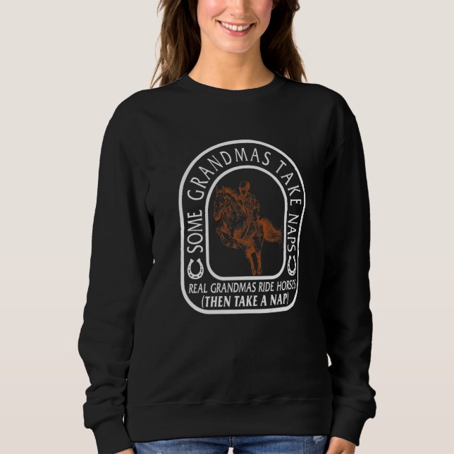 Camiseta Cowgirl Real Grandmas Ride Horses Equestrian Ridin (Frente)