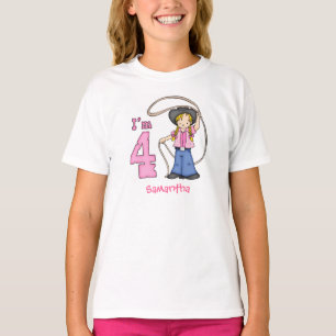 Camiseta Cowgirl Roper 4º Aniversário Personalizado