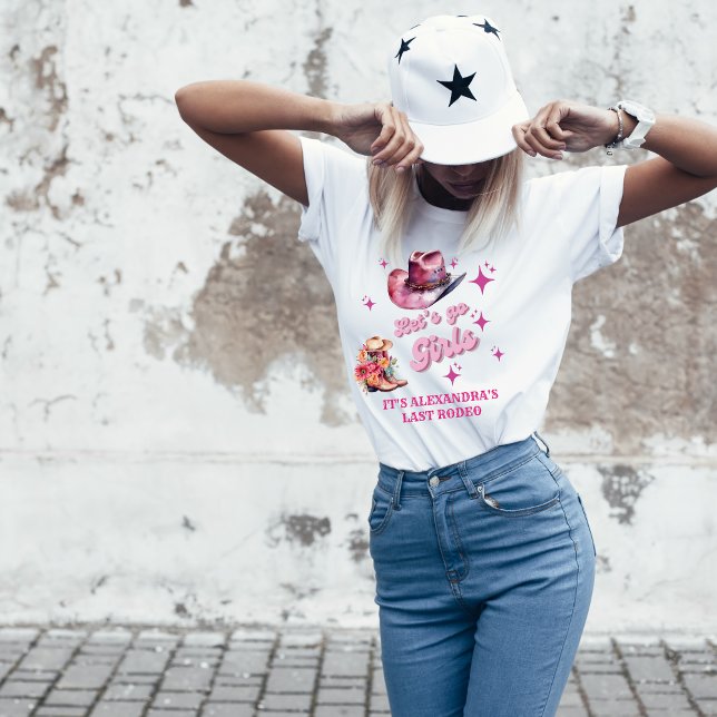 Camiseta Cowgirl Rosa Nashville Vamos Go Girls Bachelorette (Criador carregado)