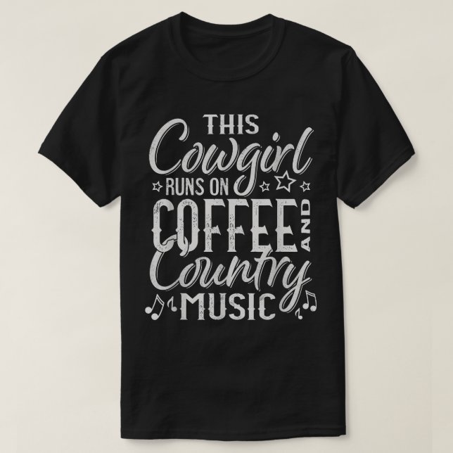 Camiseta Cowgirl toca café e música country (Frente do Design)