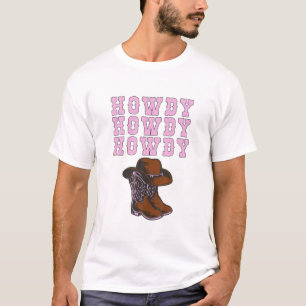 Camiseta Cowgirl White Howdy Vintage Rodeo País Ocidental