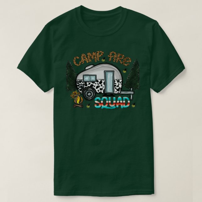 Camiseta Cowhide Camping Trailer Campfire Squad Western Cam (Frente do Design)