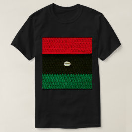 Camiseta Cowrie Shell Red Black Green Artisan Crochet Impre