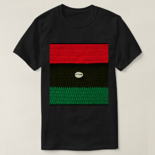 Camiseta Cowrie Shell Red Black Green Artisan Crochet Impre
