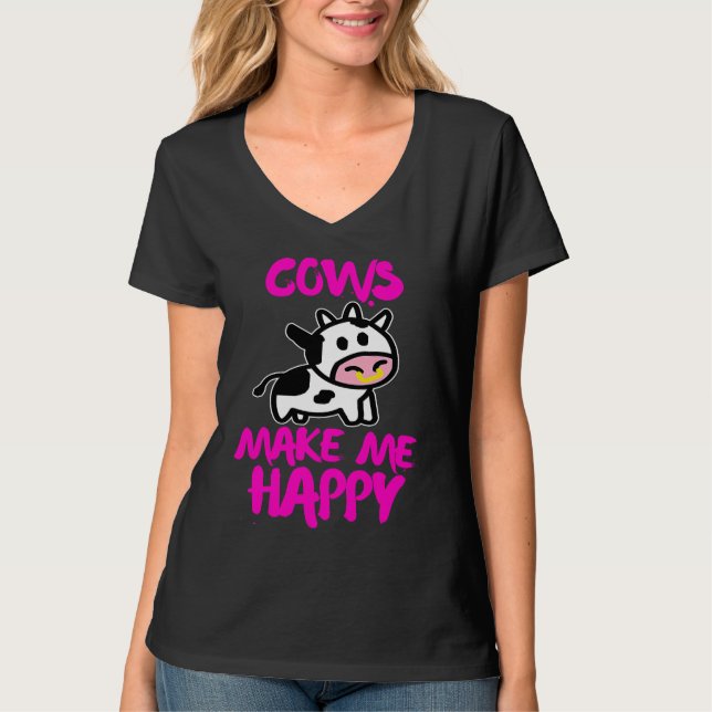 Camiseta Cows make me happy   Farmer cow (Frente)