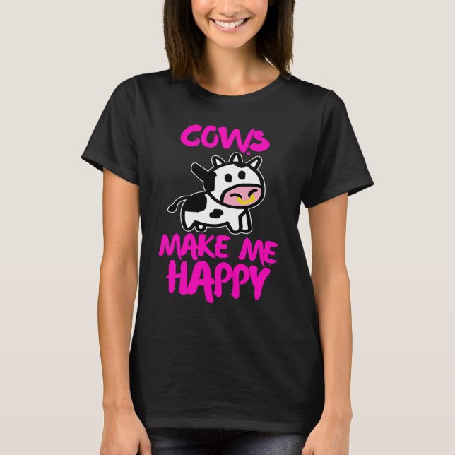 Camiseta Cows make me happy   Farmer cow (Frente)