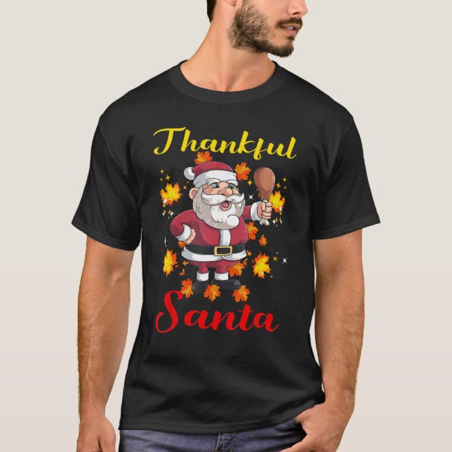 Camiseta Coxas de Frango do Papai Noel Com Folhas de Outono (Frente)