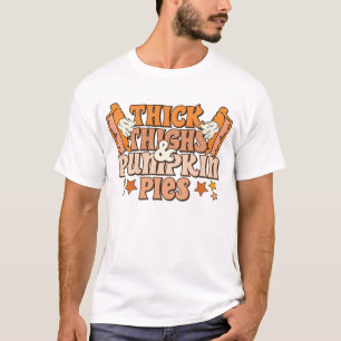 Camiseta Coxas Grossas De Ação De Graças E Tortas De Abóbor