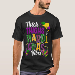 Camiseta Coxas grossas E Mardi Gras Vibes Costume Máscara P