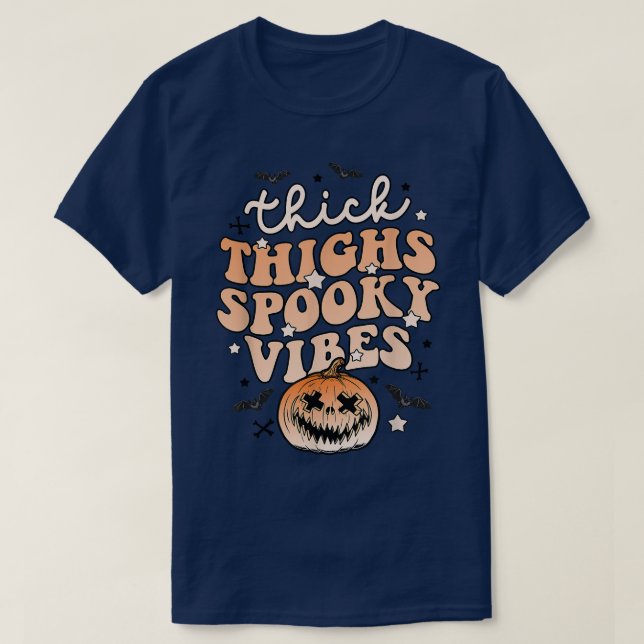 Camiseta Coxas grossas Víblias Halloween Pumpkin Boo Gh (Frente do Design)